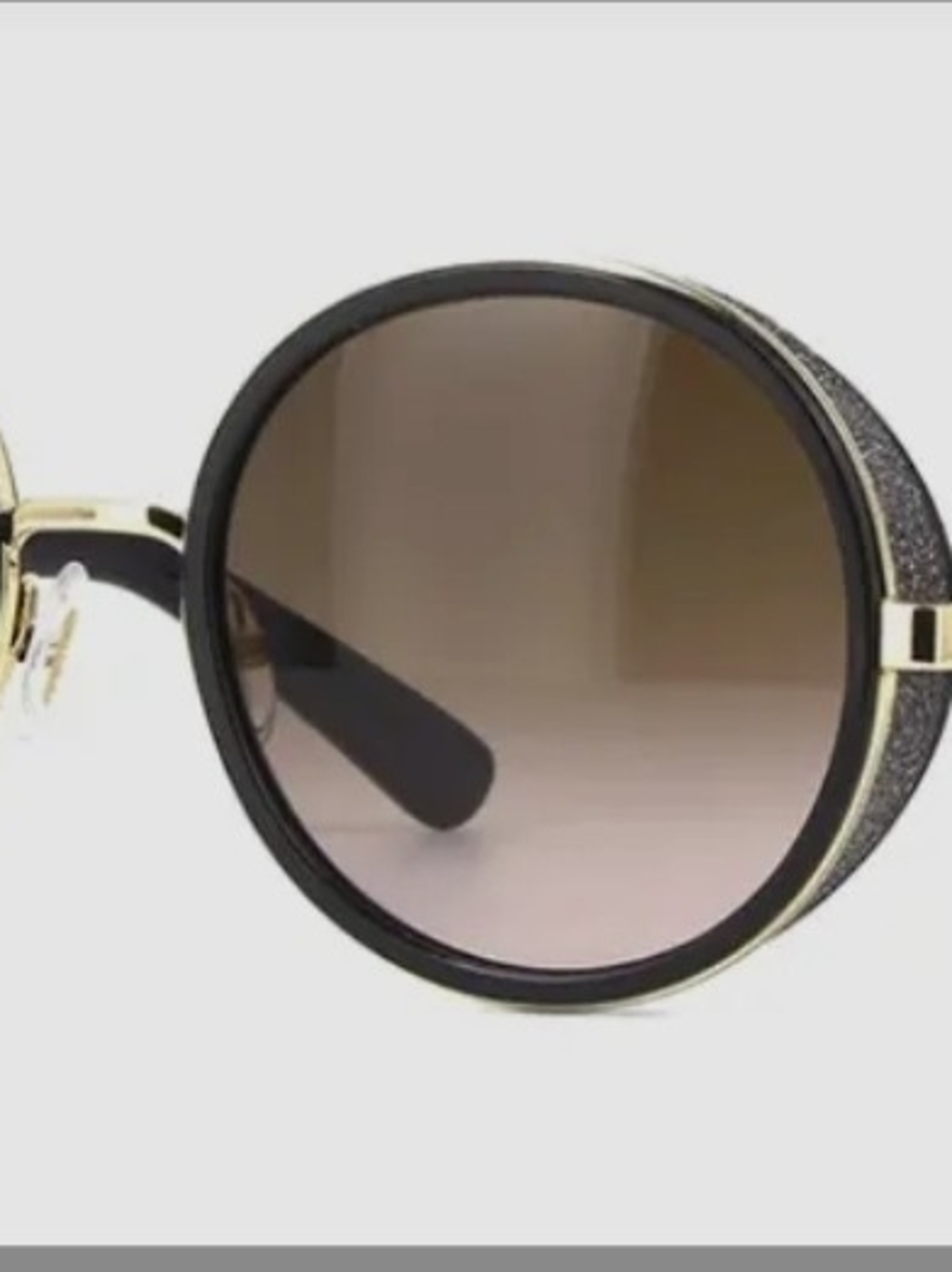 Jimmy Choo Black & Gold Round Sunglasses with Glitter Side Panels - Picture 2 of 3
